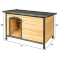 thumbnail image 3 of Pefilos 33" Outdoor Wood Dog Houses with Hinged Roof for Small Dogs, Weatherproof Pet Cat House, Removable Floor, Beige, 3 of 7