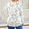 thumbnail image 3 of TQWQT Womens Plus Size Tops Womens Plus Size Dressy Tops V Neck Henley Long Sleeve T Shirts Curvy Women Floral Print Casual Blouses Plus Size Womens Clothes White 2XL, 3 of 4