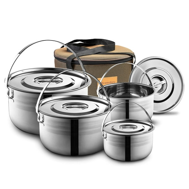 Juego de utensilios de cocina para acampar Wealers de acero inoxidable, 4 piezas