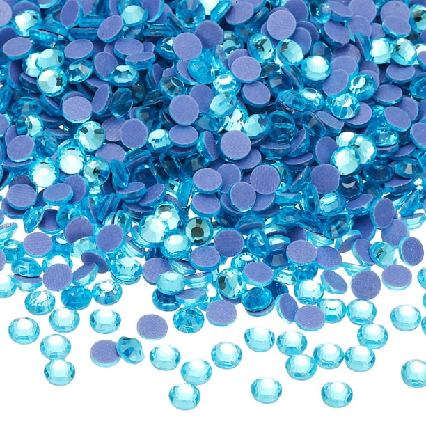 Uxcell 1440 Piezas de Rhinestone Hotfix Flatback de 4 mm, Gemas Redondas de Resina para Manualidades, Ropa, Decoración DIY, Arte de Uñas, (SS16, Azul Claro)