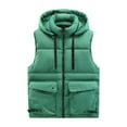 thumbnail image 2 of Men Hooded Padded Jacket Vest Fall Winter Plus Size Mens Warm Gilet Solid Color Sleeveless Jackets Waistcoat Outerwear with Pockets, 2 of 9