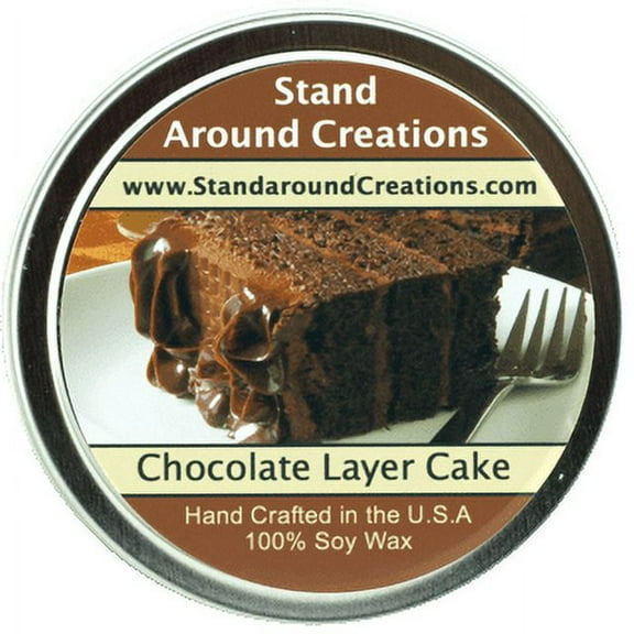 CHOCOLATE LAYER CAKE TIN 8-OZ. ALL NATURAL SOY CANDLE
