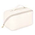 thumbnail image 1 of Bolsa de maquillaje de viaje, bolsa de maquillaje de apertura grande, bolsa de maquillaje portátil que se abre plana para fácil acceso, bolsa de maquillaje de cuero PU, organizador de cosméticos, 1 of 5