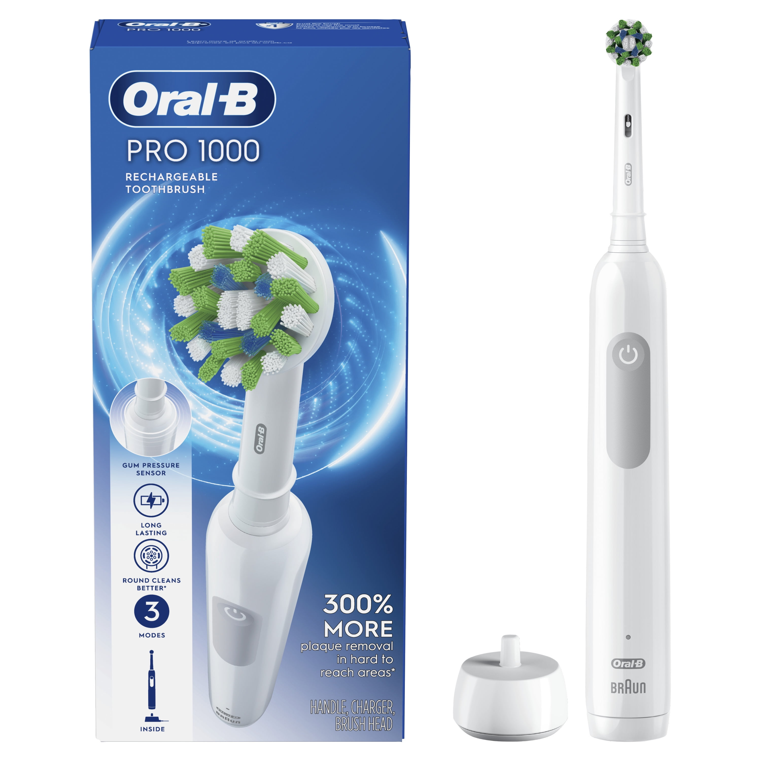 Oral-B Pro 1000 White Rechargeable Electric Toothbrush, 1 Ct, Deep