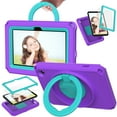 thumbnail image 7 of SaniMore Case for Fire 7" 12th Gen 2022, Kid-friendly EVA Shockproof Anti-drop Case with Shoulder Strap Rotating Holder Screen Protector Handle Stand Dual-layer Protective Case for Fire 7",  Purple, 7 of 7