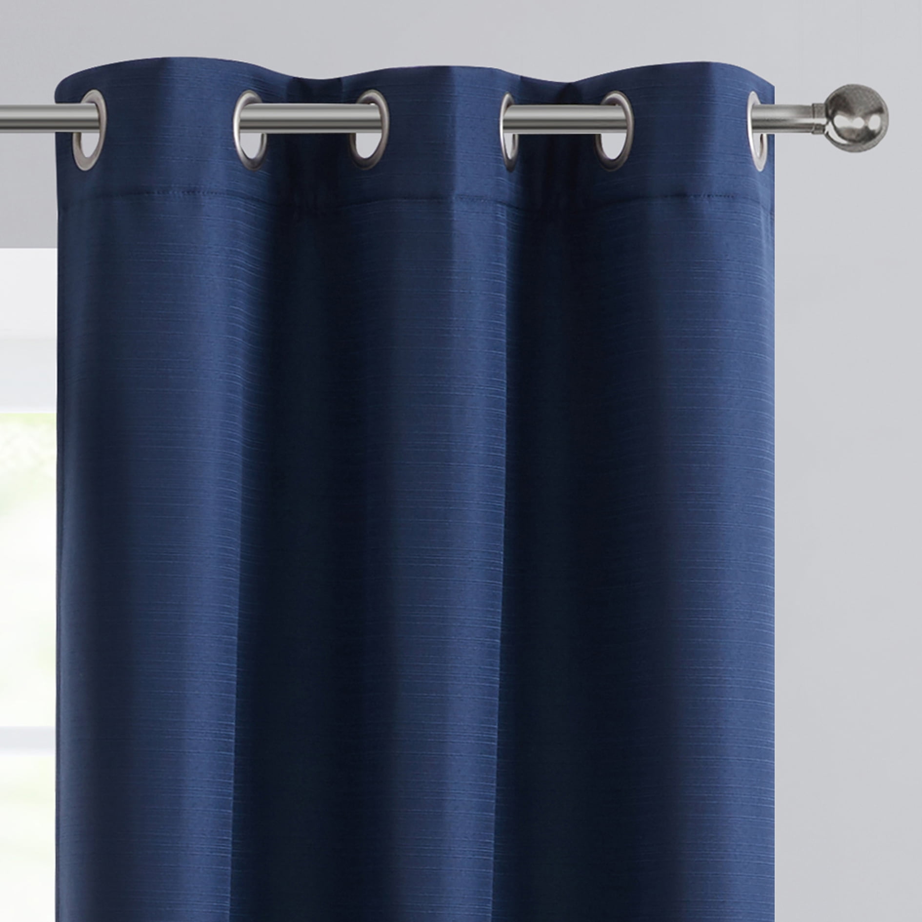 Serta So Dark 100% Blackout Navy Grommet Top Curtain Panel Pair, 37" x 84"