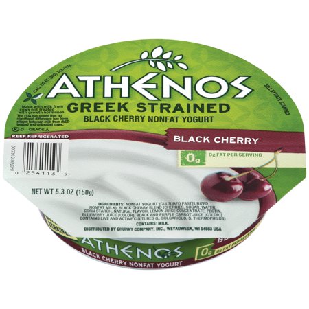 Athenos Greek Strained Black Cherry Nonfat Yogurt 5. 3 oz. (Best Way To Eat Greek Yogurt)