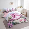 thumbnail image 3 of Homewish Pink Boots Bedding Comforter Set 7pcs for Teens Adults Female,Chic Floral Flowers Queen Bedding Sets Super Cozy,Western Cowgirl Queen Sheet Sets,Microfiber Bedroom Decor,Reversible, 3 of 8