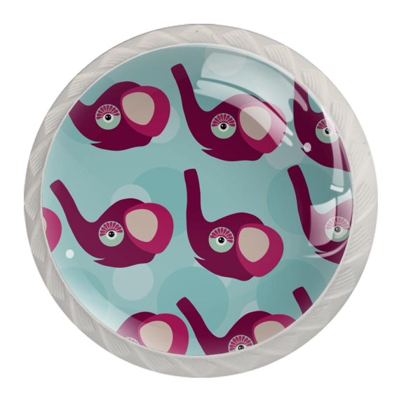 4 Pcs Elephant Knobs for Kitchen Cabinet Cupboard Dresser Bookcase Drawer Pulls Handles Round Home Decor