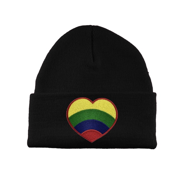 Gravity Threads Rainbow Heart Patch Cuffed Beanie - Black