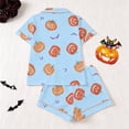 thumbnail image 3 of Elegyee Toddler Girl's Halloween Pajama Set Pumpkin Print Short Sleeves Top Shorts Kids Loungewear, Blue, Size 3-4, 3 of 8