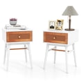thumbnail image 1 of Gymax Set of 2 Nightstand Bedside End Table Solid Wood Legs White, 1 of 4