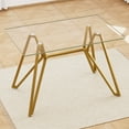 thumbnail image 3 of 47" Rectangle Dining Table for 6, Tempered Glass Kitchen Table, Paproos Dining Room Table, Dinner Table with Metal Legs for Kitchen, Dining Living Room, Transparent & Gold(Only Table), 3 of 9
