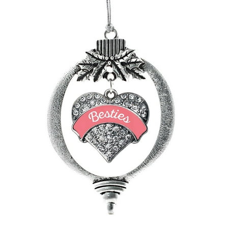 Coral Besties Pave Heart Holiday Ornament For Best (The Best Christmas Carol Ever)
