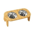 thumbnail image 5 of Elevated Bowls Raised Cat Feeder Durable with Bamboo Stand 15 degree Tilted Cat Bowls Pet Feeder for Small Dogs and Cats Kitten Double Bowl, 5 of 9