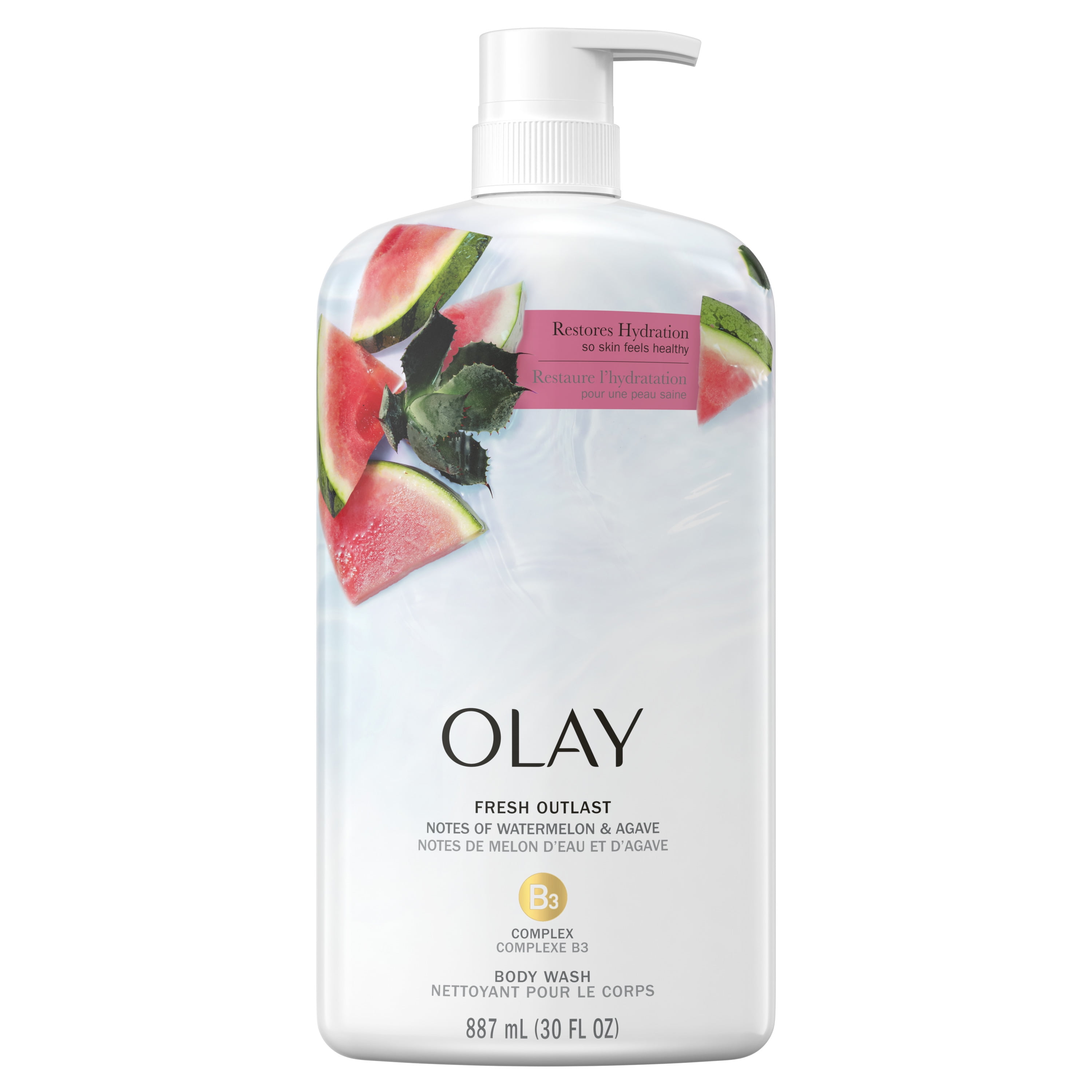 Olay Fresh Outlast Notes of Watermelon & Agave Body Wash, 30 fl oz