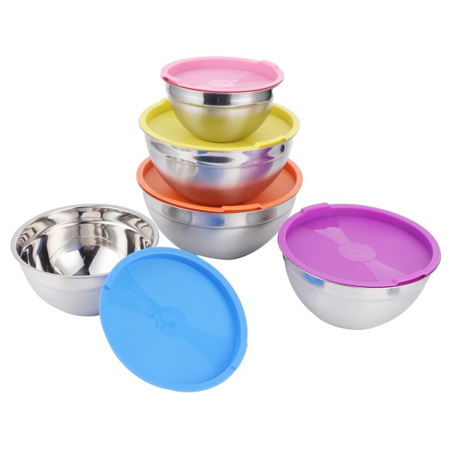 Food Storage Bowl,5pcs/set Stainless Steel Mixing Food Storage Container Mixing Bowls Best in its Class