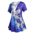 thumbnail image 2 of Camiseta Acanalada Diseño Floral Tamaño Plus Rosegal Camisetas tallas grandes, 2 of 5