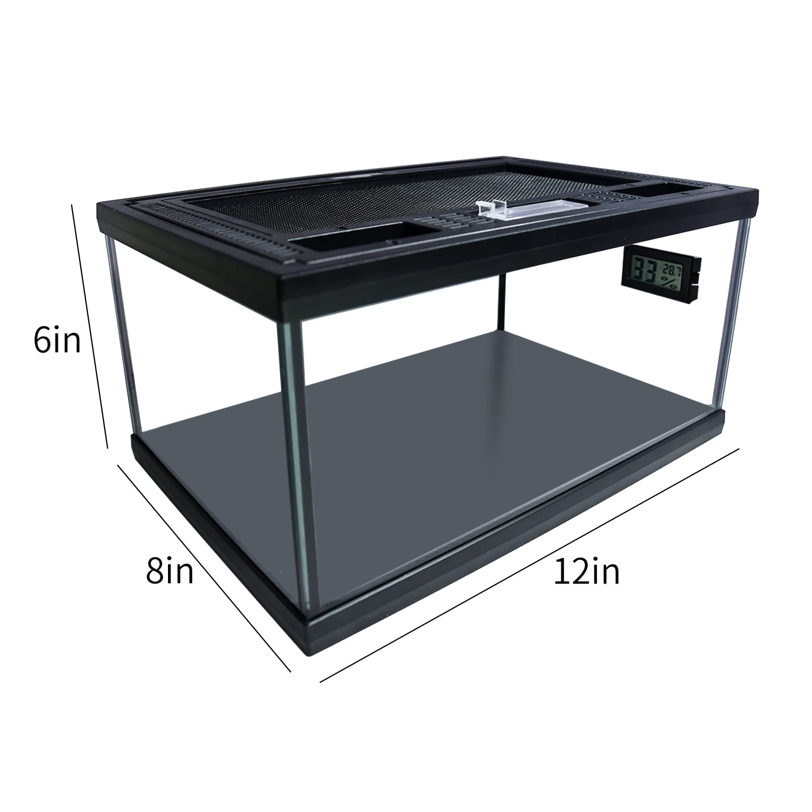 Reptile Glass Terrarium Tank 12"*8"*6",Small Cage Full View with Top Screen Ventilation Habitat Enclosure for Tarantula,Frog,Gecko,Insects,Spiders,Snakes,Hermit Crab,Turtle,Ball Python