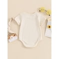thumbnail image 6 of Infant Baby Summer Romper Solid Color Ribbed Short Sleeve Round Neck Bodysuit for Toddler Boys Girls, 6 of 9