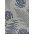 thumbnail image 1 of HomeRoots Navy Fern Leaves Indoor Outdoor Area Rug, 5' x 7', Tropical, Modern Palette, Machine-Woven, 1 of 1