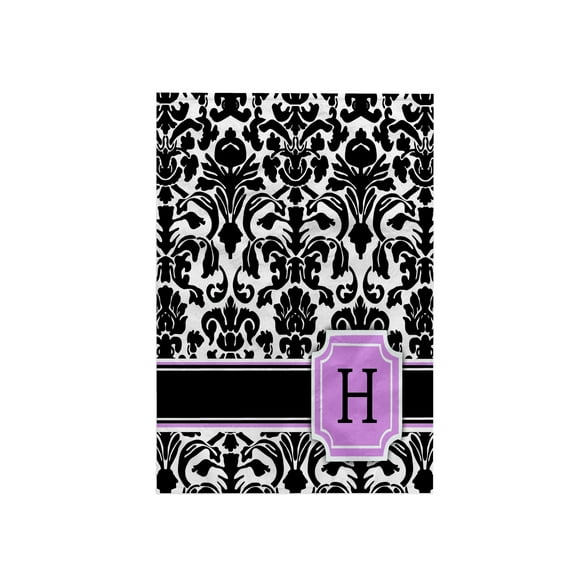 3dRose, Personal initial H monogrammed pink black and white damask pattern girly stylish personalized letter, 15x22 Hand Towel