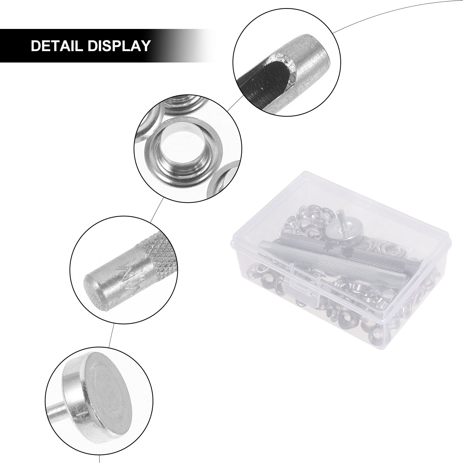 300 Sets Eye Hooks Screw Grommet Tool Assortment Kit Silver