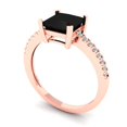 thumbnail image 2 of 1.62 ct Princess Cut Natural Onyx Solitaire with Accents Engagement Ring for Women in 18K Rose Gold, 2 of 5
