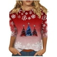 thumbnail image 2 of Craaazy Christmas Shirts for Women 3/4 Length Gifts Sleeve Tunic Blouses Xmas Tree Cute Print Tops Crew Neck Christmas prints Blous es, 2 of 6
