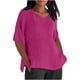 thumbnail image 1 of Vestidos Casuales Para Mujer, Blusas De Mujer De Moda Blusa de verano para mujer, con cuello en V, manga corta, holgada, con botones y lino, 1 of 5