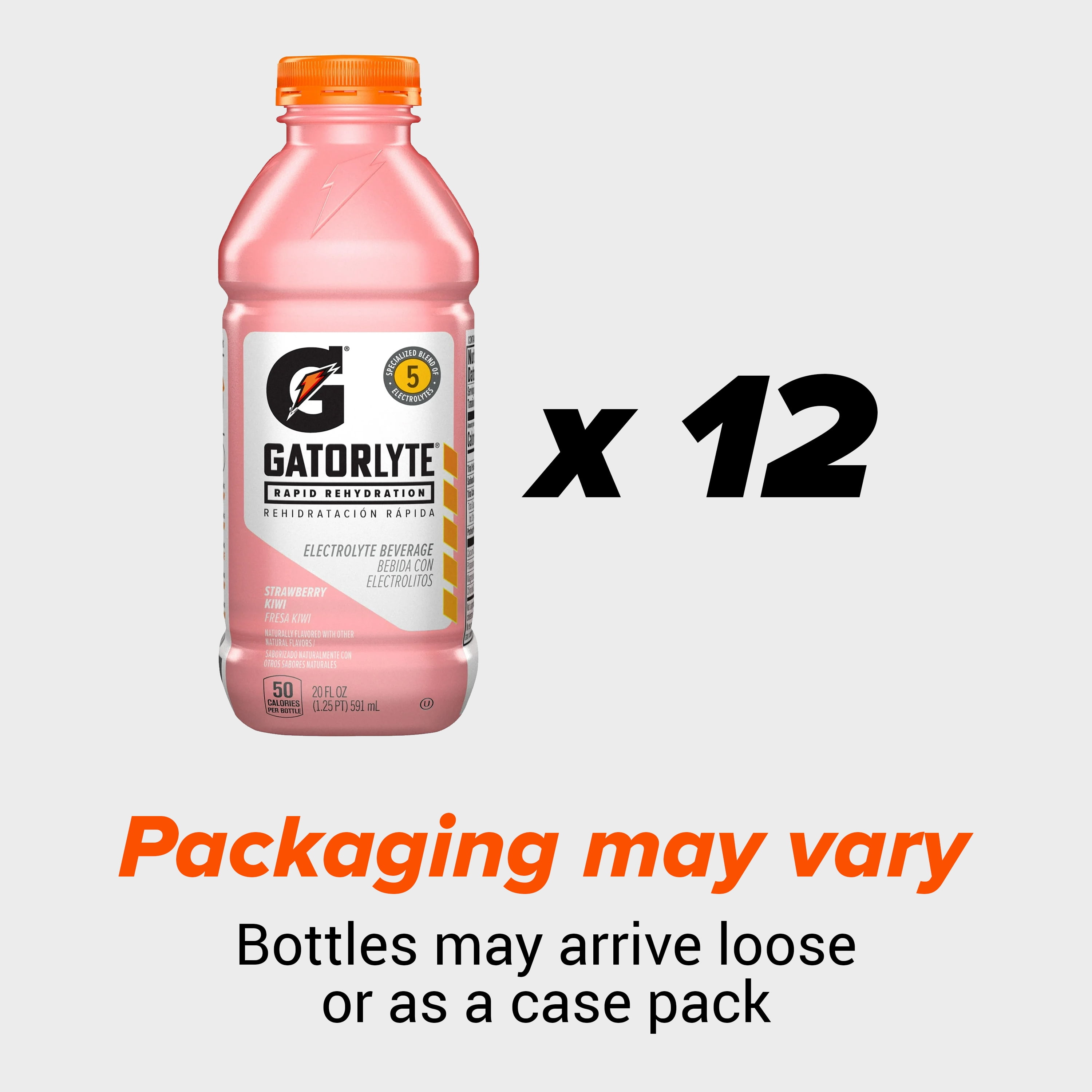 (12 pack) Gatorlyte Rapid Rehydration Electrolyte Drink, Strawberry Kiwi, 20 fl oz, 1 Count Bottle​