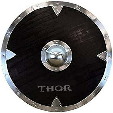 THOR INSTRUMENTS Medieval Armor Viking Brown Wooden Battles Shield 24" Rustic Vintage Home Decor Gifts