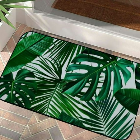 

Shiartex Palm Leaf Printing Floor Mats Kitchen Mat Dog Doormat Felt for Home Entrance 19.68*39.37 in