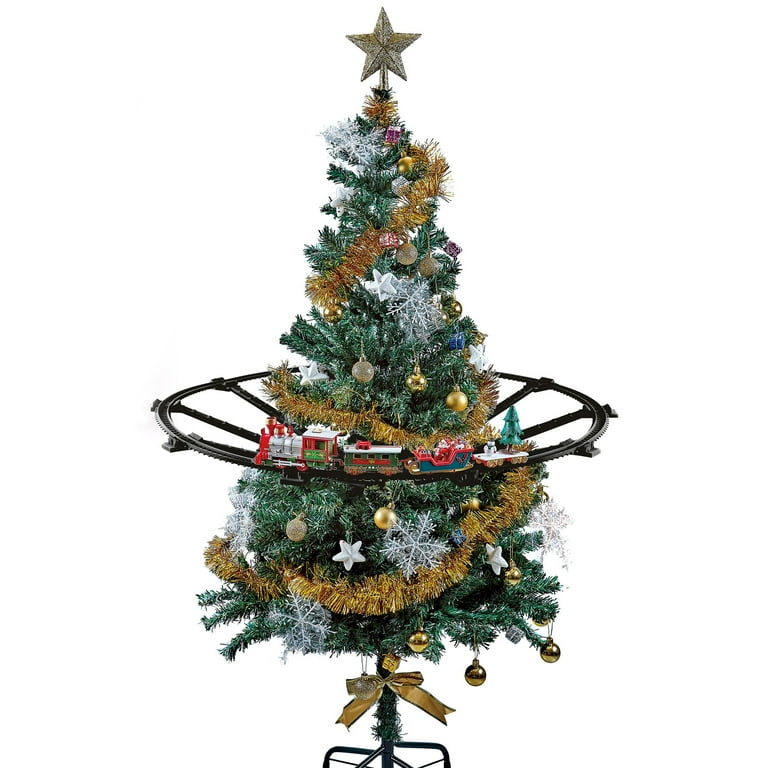 Northlight 31pc Battery Operated Lighted and Animated Christmas Tree Train Set with Sound Size 5.5 Silver