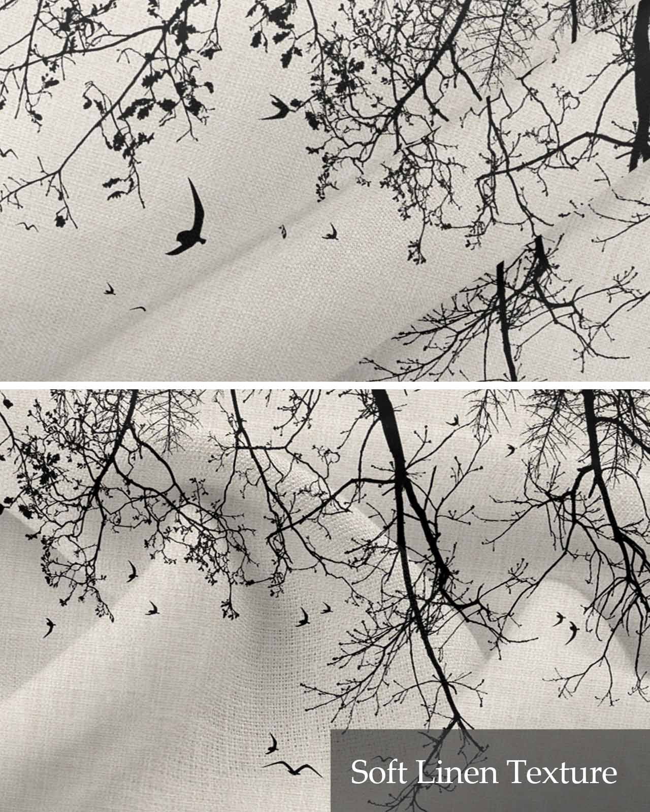 Tree Branch Linen Curtain Valance for Bedroom/Bathroom/Kitchen/Office/Living/Dining Room Window,Abstract Watercolor Rustic Farmhouse Pocket Topper Drapes Decorative Cafe Drapery Panel 54"x18"