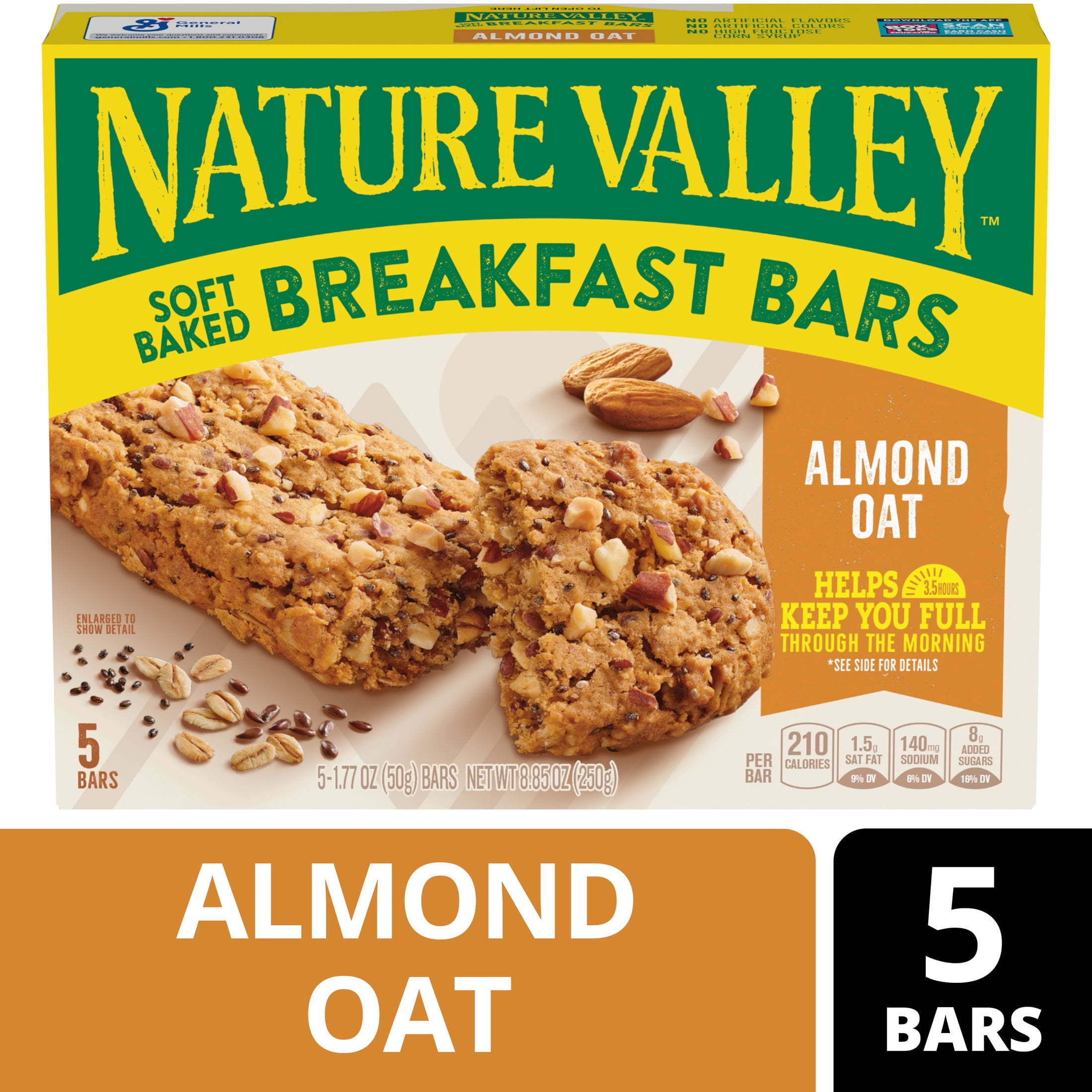 (3 pack) Nature Valley Soft Baked Breakfast Bars, Almond Oat, Morning Snacks, 5 Bars, 8.85 oz
