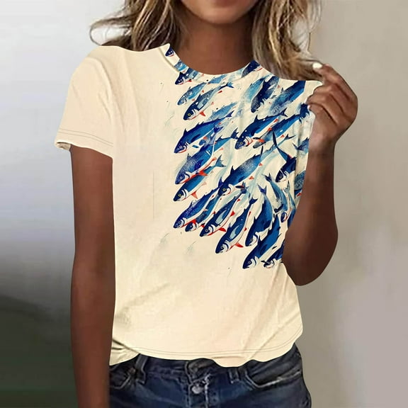 LiMoi Women's Short Sleeve Shirtss Womens Tops Casual Trendy V Neck Printed T Shirts for Women Plus Size Shirts New & Trending