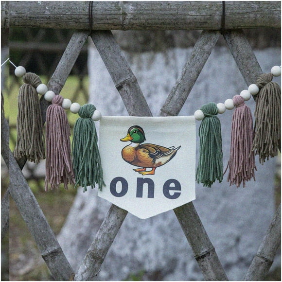 Quacktastic 1st Birthday Bash Kit - Mallard Duck Themed Highchair Garland, Party Decorations & Photo Props for a Memorable Celebration!