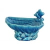 Open Valve Clam Seashell with Conch Shell Ornament on Conch Shell Base- Blue- Benzara