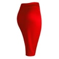 thumbnail image 3 of Made by Johnny Women's Elastic Waist Stretch Bodycon Midi Pencil Skirt Below Knee M RED, 3 of 6