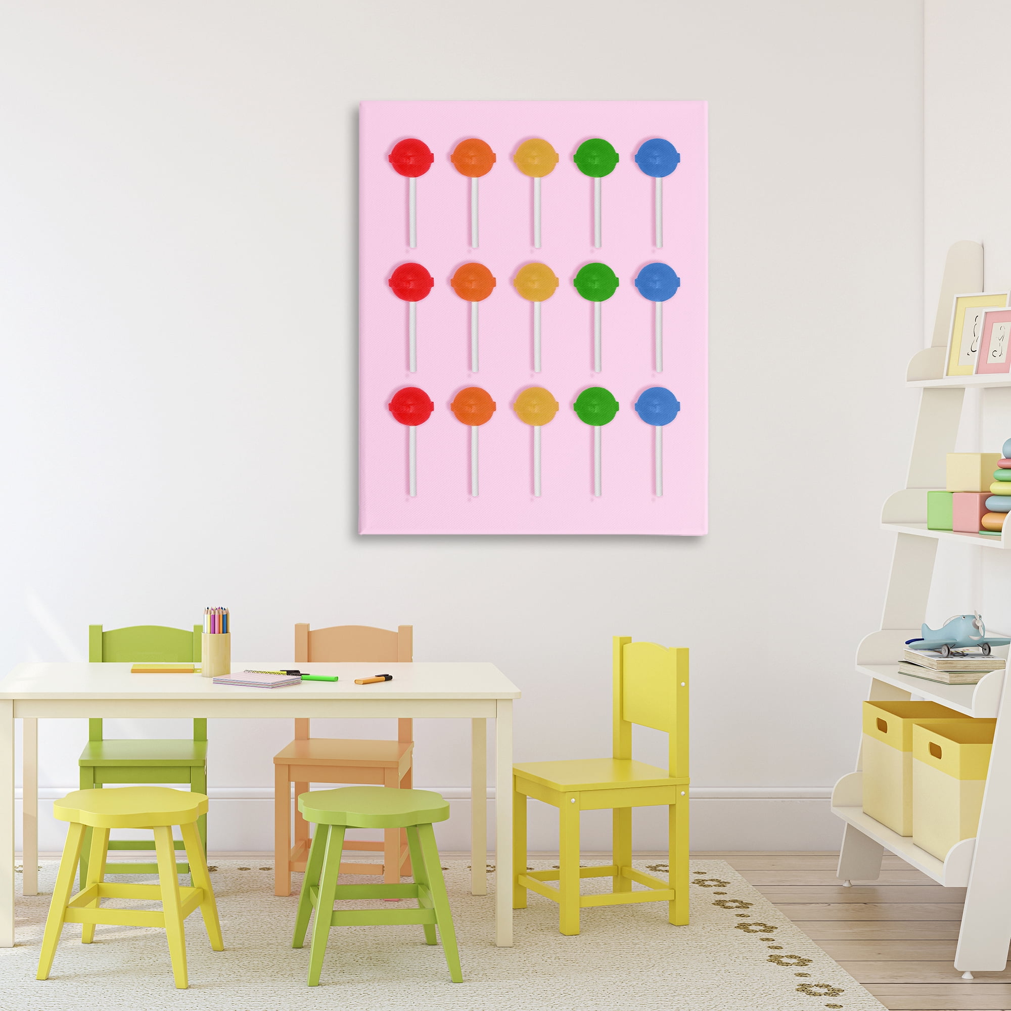 Stupell Industries Candy Pops on Light Pink Canvas Wall Art, design by LISH Creative