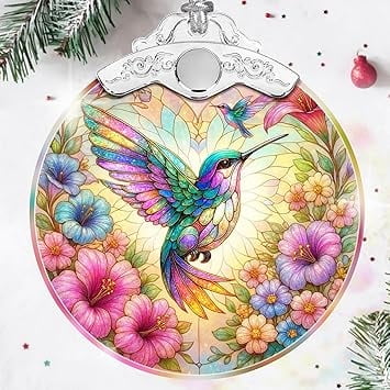 NewEleven Hummingbird Glass Christmas Ornament , Nature-Inspired Gift for Bird Lovers , Elegant Holiday Decoration
