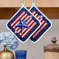 thumbnail image 2 of 4th of July Blue Star Pot Holders for Kitchen Heatproof Potholder, 4 Pack Red Stripes Patriot Independence Day Hot Pads Multipurpose Oven Pads Cloth Potholders Trivet for Cooking and Baking, 2 of 8