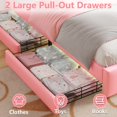 thumbnail image 4 of Full Size Led Bed with Drawers, Upholstered Full Bed Frame with Adjustable Headboard, Cute Pink Princess Bed with Crown Design for Girls, LED Full Frame with Storage, 4 of 10
