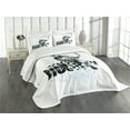 thumbnail image 3 of Ambesonne Hockey Quilted Bedspread Set 3 Pcs, Grunge Player Sketch, Queen Size, Black White Pale Blue, 3 of 5