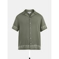 thumbnail image 2 of No Boundaries Men's & Big Men's Button Down Embroidered Hem Summer Shirt, Sizes XS-5XL, 2 of 5