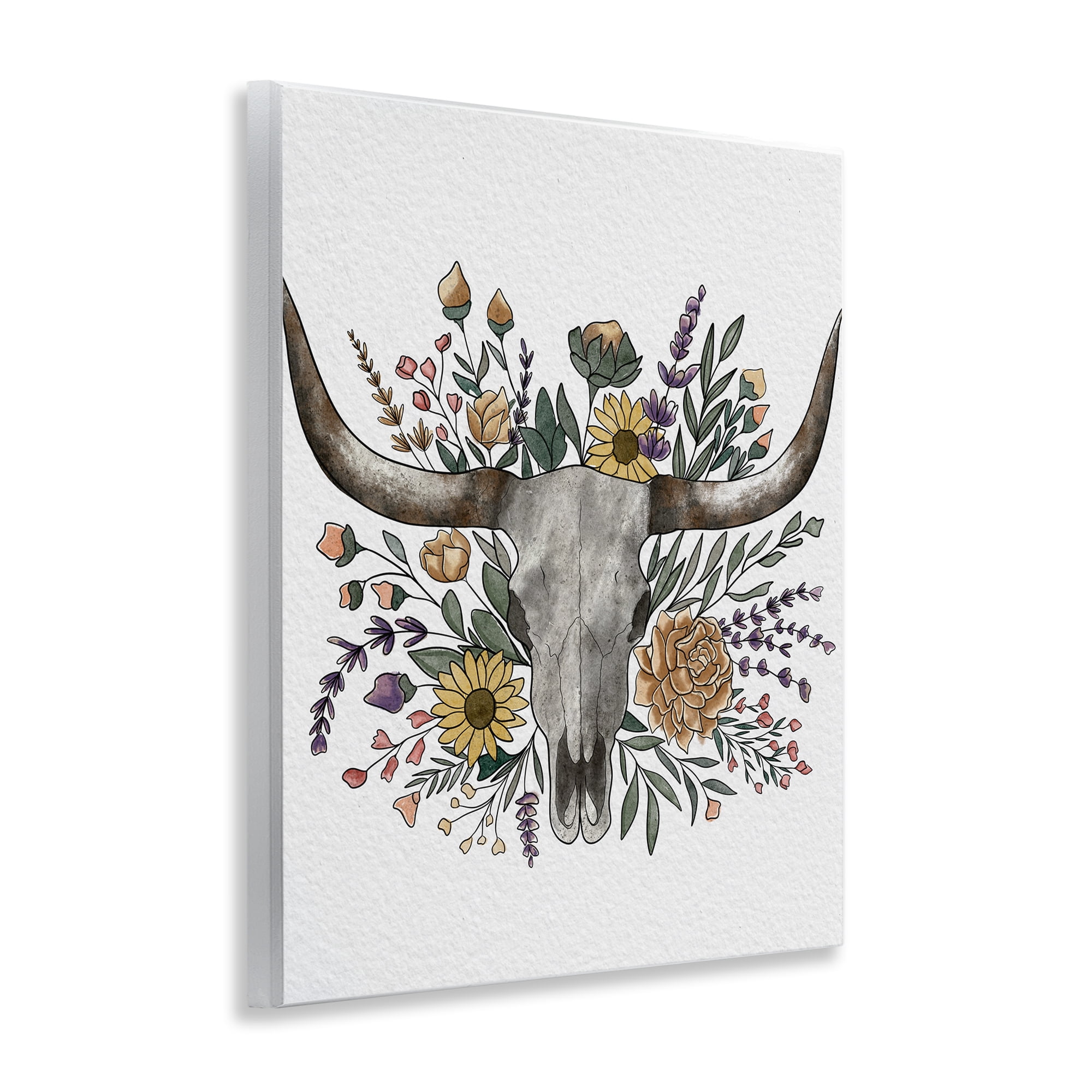 Stupell Industries Boho Wildflower Longhorn Wall Plaque Art, design by Alisha Kiara Design