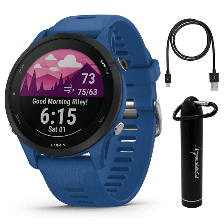 Garmin Forerunner 255 GPS Running Smartwatch Tidal Blue with Wearable4U Bundle