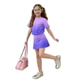 thumbnail image 4 of Summer Clothes for Child Girls Size 10-12 Cute Preppy Two Piece Outfits Activewear Athletic Short Sleeve T Shirts Top and Skirts Clothing Sets Purple 11-12 Years, 4 of 4