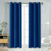 Deconovo 2 Panels Room Darkening Grommet Blackout Curtains Each 42x108 in, Royal Blue